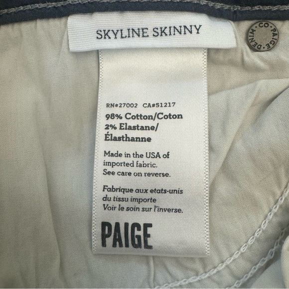 PAIGE Skyline Skinny Ankle Jeans Mid-Rise Gray Size 32 - Picture 3 of 15